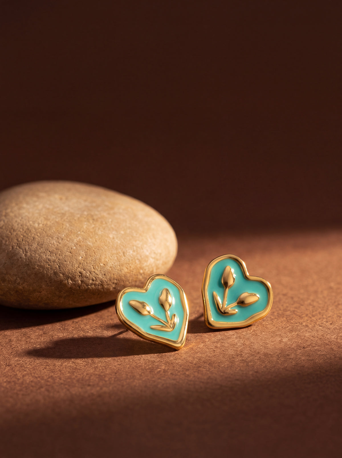 Azzurra Botanical Hearts Studs