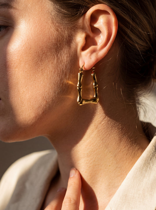 Bamboo Luxe Square Hoops