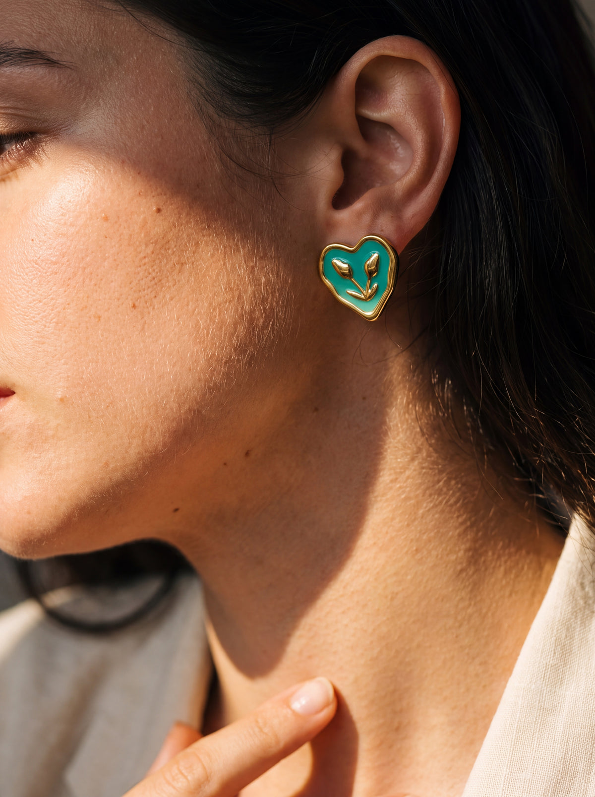 Azzurra Botanical Hearts Studs