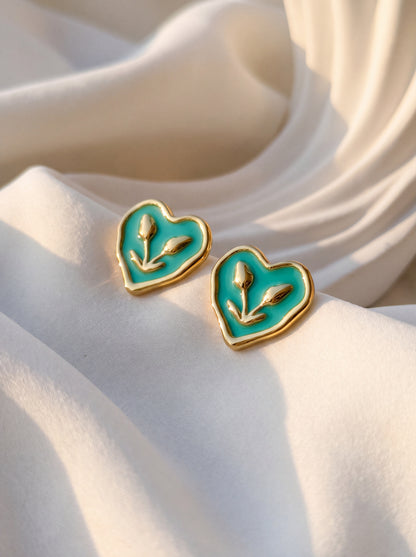 Azzurra Botanical Hearts Studs