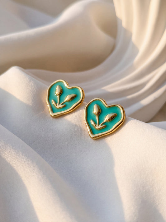 Azzurra Botanical Hearts Studs