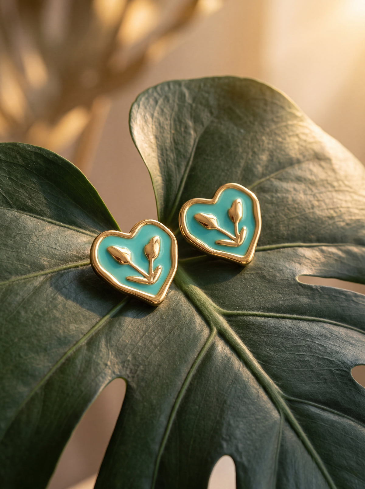 Azzurra Botanical Hearts Studs