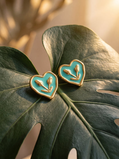 Azzurra Botanical Hearts Studs