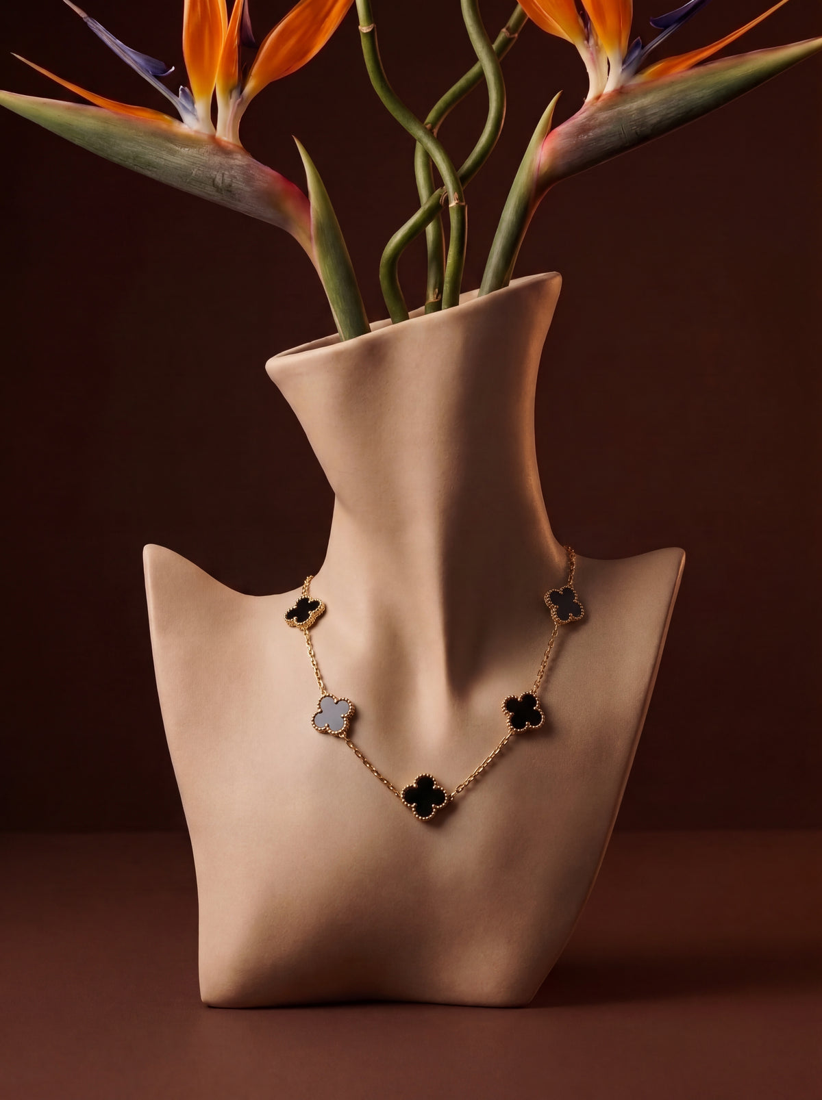 Onyx Clover Necklace