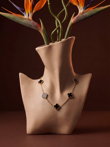 Onyx Clover Necklace