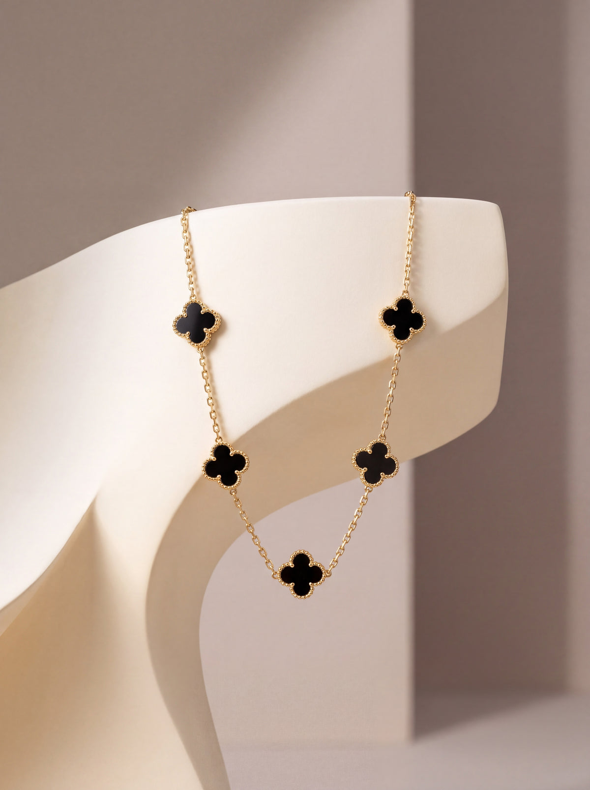 Onyx Clover Necklace