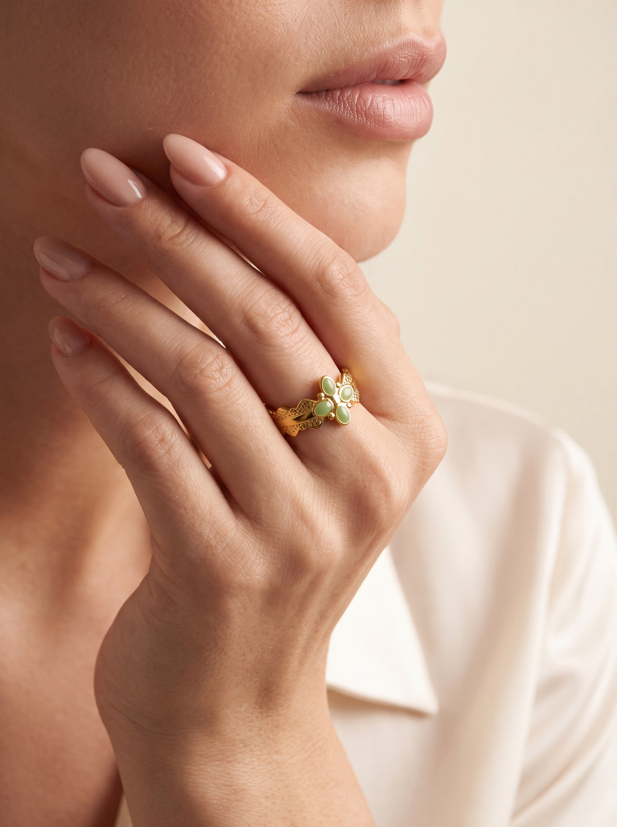 Jade Petal Ring