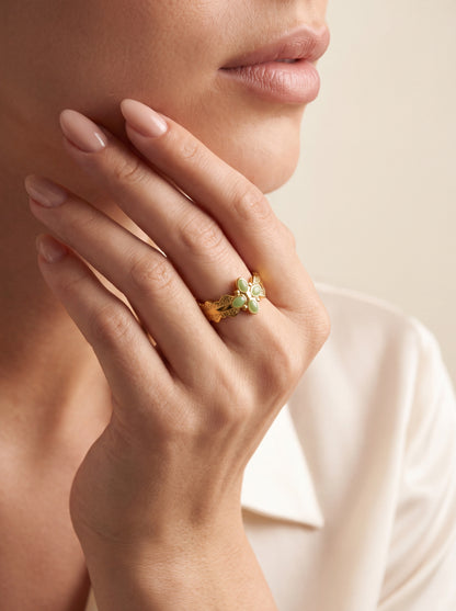 Jade Petal Ring