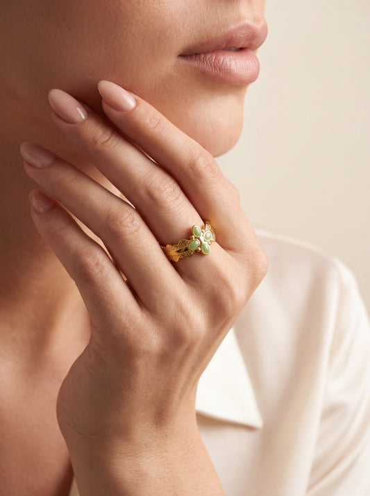 Jade Petal Ring