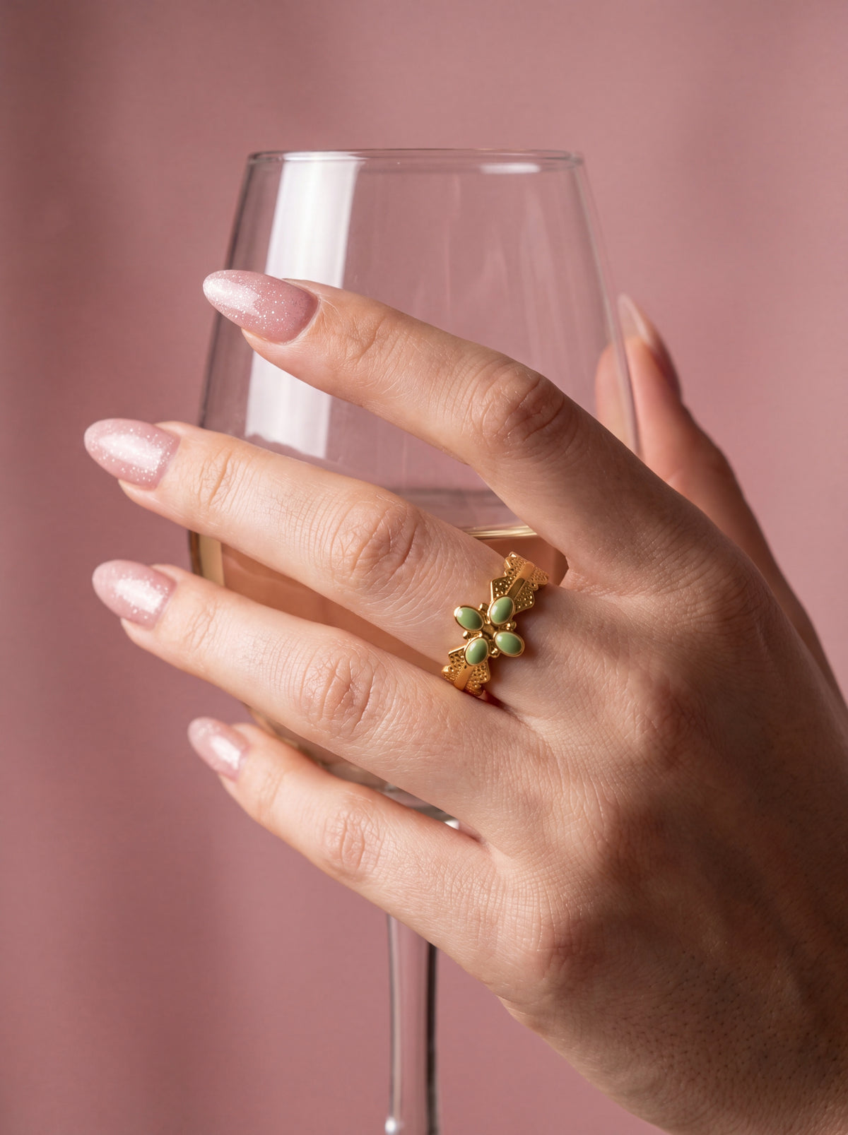 Jade Petal Ring