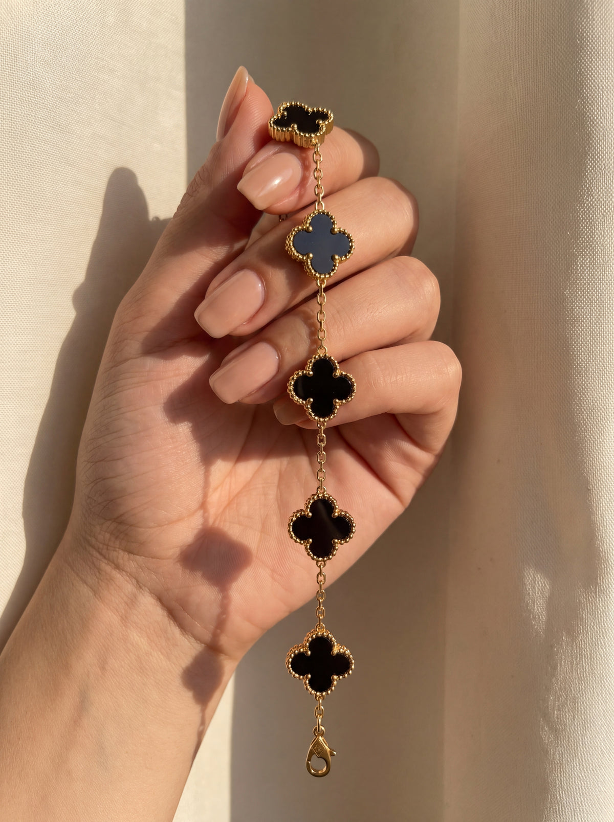 Onyx Clover Bracelet