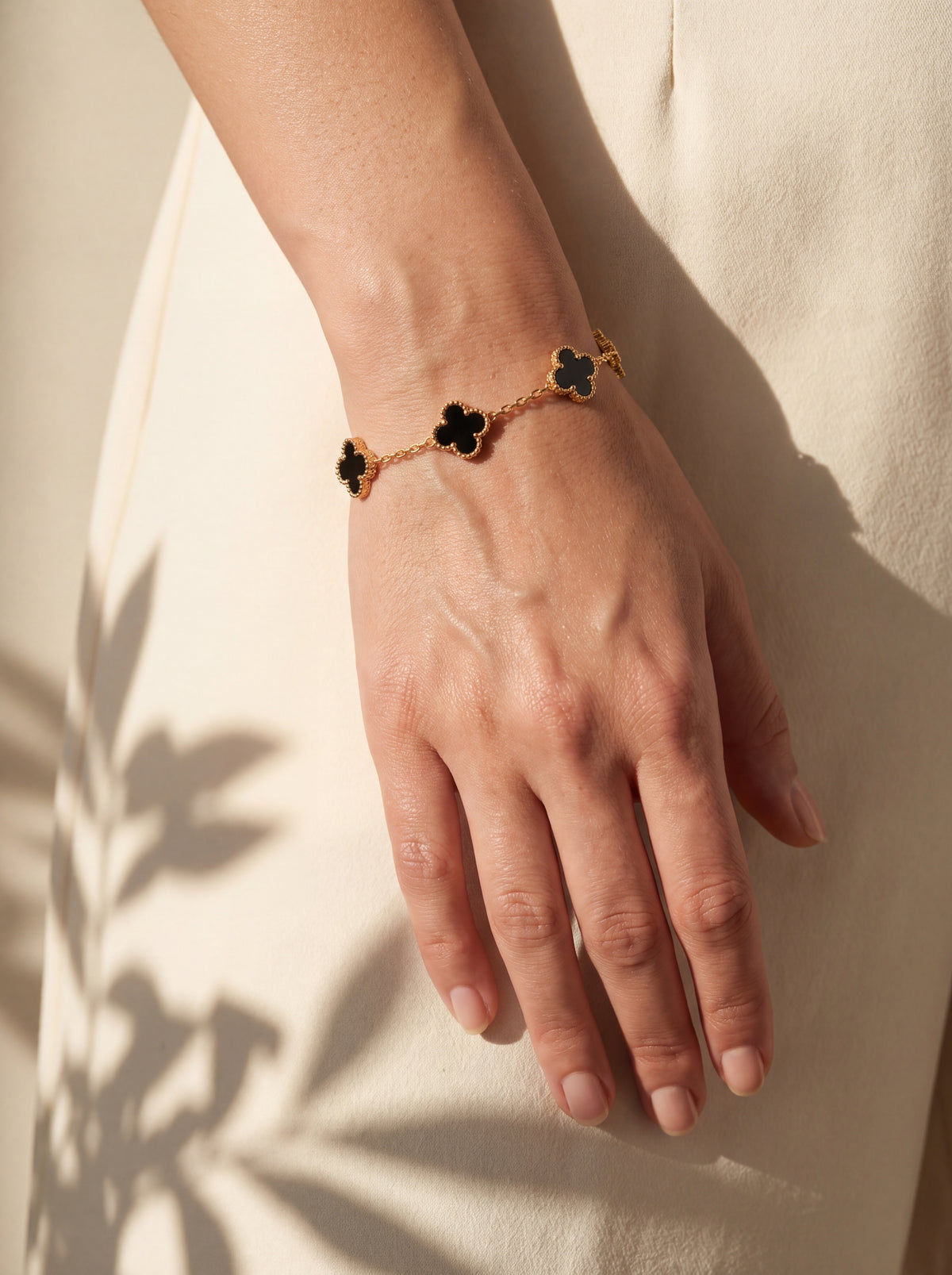 Onyx Clover Bracelet
