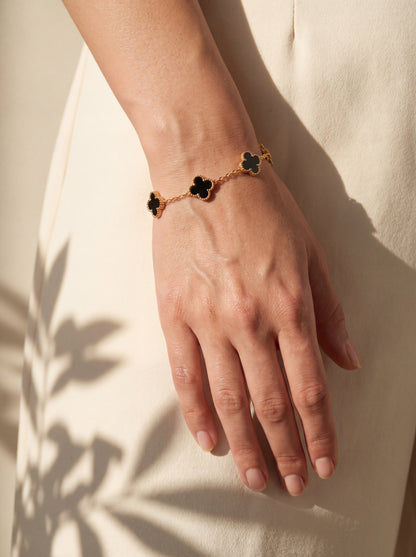 Onyx Clover Bracelet