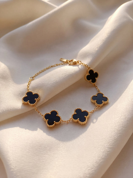 Onyx Clover Bracelet