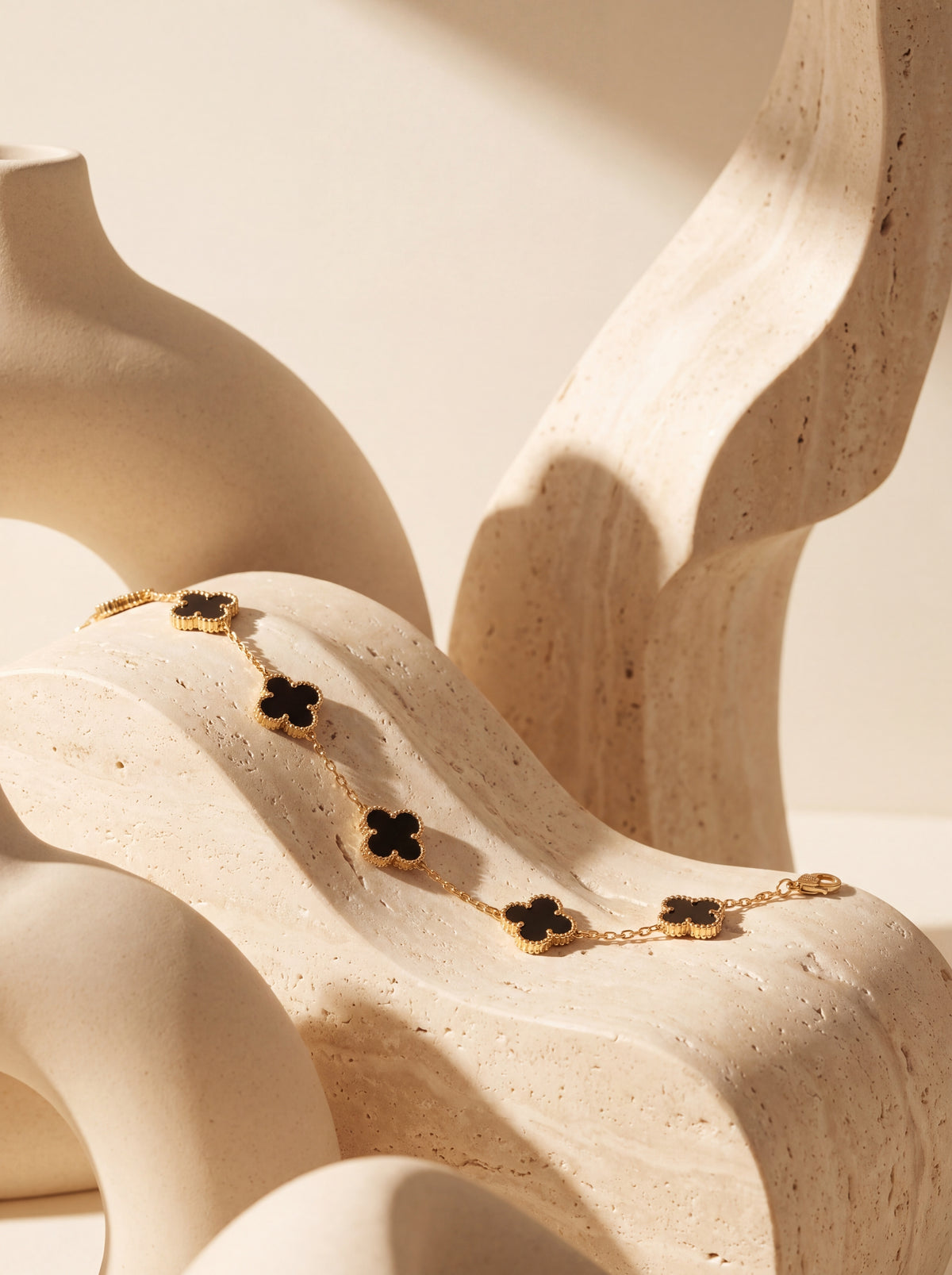 Onyx Clover Bracelet