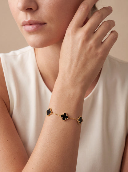 Onyx Clover Bracelet