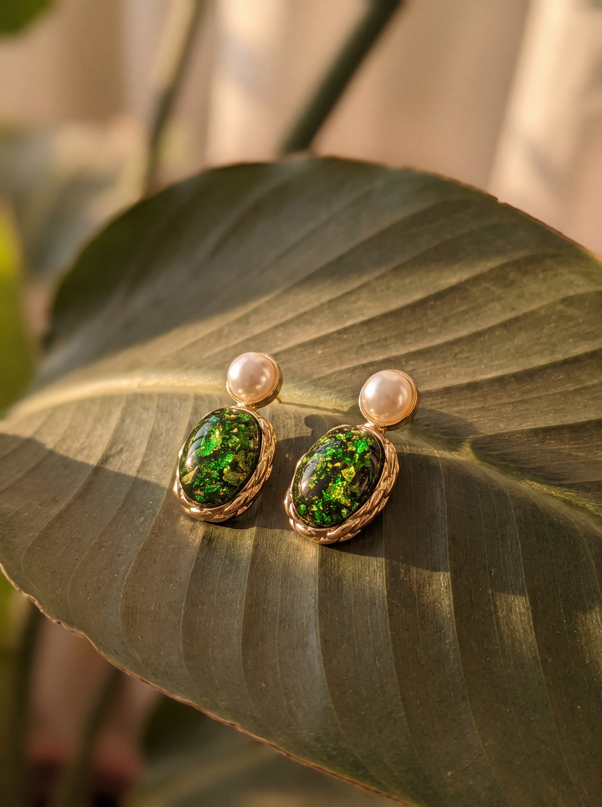 Opaline Verde Drop Earrings