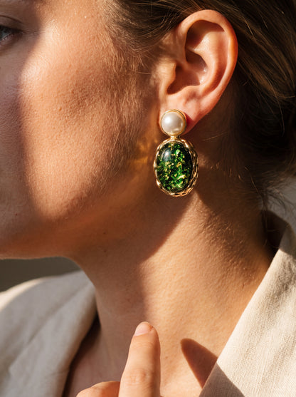 Opaline Verde Drop Earrings