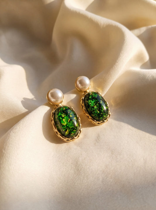 Opaline Verde Drop Earrings
