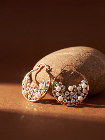 Lunaria Crystal & Pearl Hoops