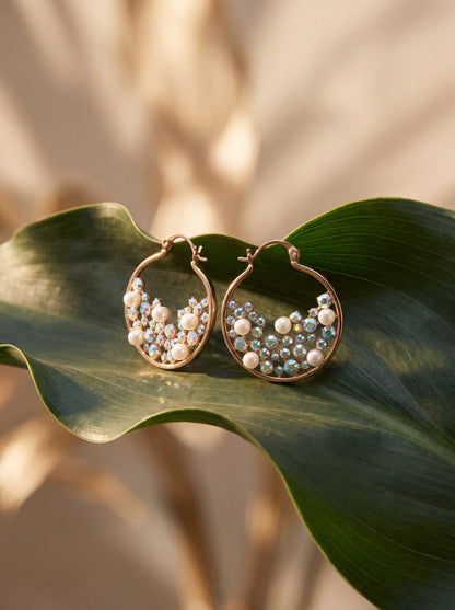 Lunaria Crystal & Pearl Hoops