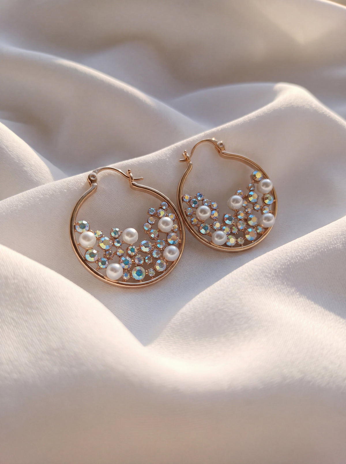 Lunaria Crystal & Pearl Hoops