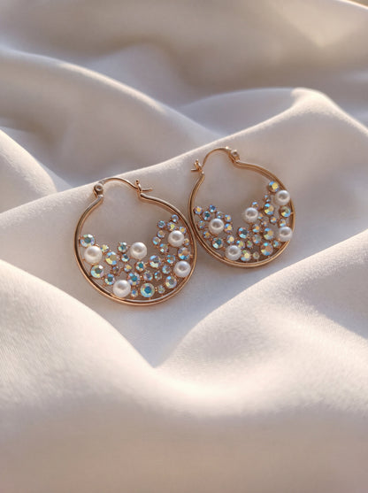 Lunaria Crystal & Pearl Hoops